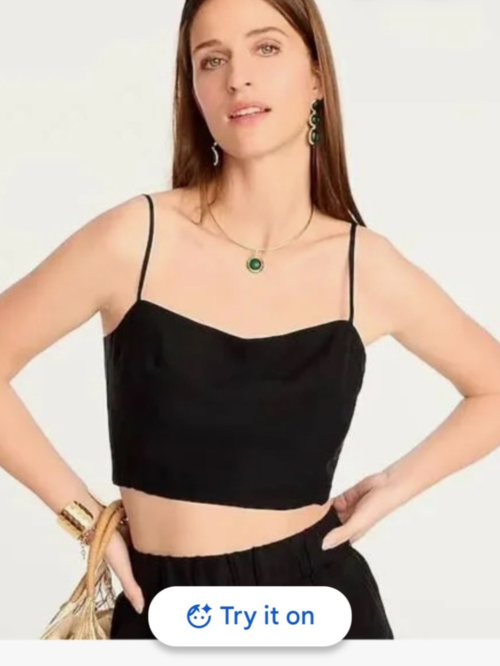 J. Crew Black Cropped tie back crop top with Thin adjustable Spaghetti Straps